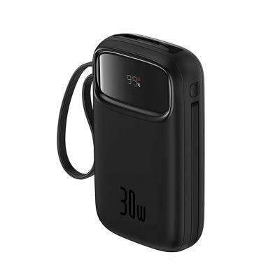 6. Powerbank Baseus QPow 2 30W 10000mAh z wbudowanymi kablami USB-C - czarny
