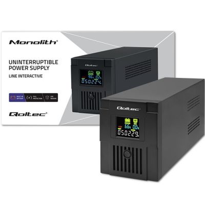 16. QOLTEC ZASILACZ AWARYJNY UPS LINE INTERACTIVE | MONOLITH | 1500VA | 900W | LCD | USB
