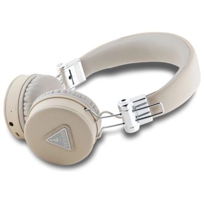 2. Słuchawki nauszne Bluetooth Guess Grained Classic Round Shape ENC - beżowe
