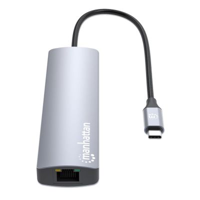 5. Manhattan 153959 stacja dokująca Przewodowa USB 3.2 Gen 1 (3.1 Gen 1) Type-C Srebrny