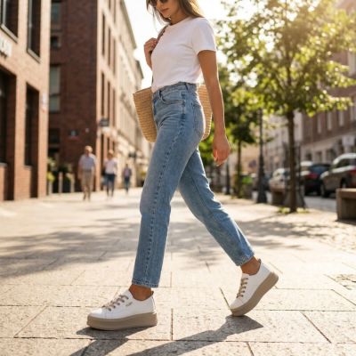 12. Skórzane półbuty sneakersy na platformie białe Filippo DP6122