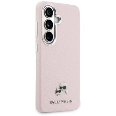 4. Etui Karl Lagerfeld Saffiano KC Metal Logo MagSafe na Samsung Galaxy S26 - różowe