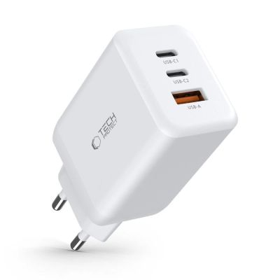 7. Ładowarka Tech-Protect C65W sieciowa 2x USB-C PD 65W / USB-A QC 3.0 - biała