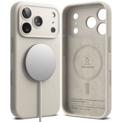 2. Etui Ringke Silicone MagSafe na iPhone 18 Pro / 17 Pro - beżowe