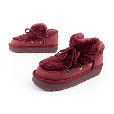 8. D.Franklin buty śniegowce damskie zimowe modne futerko ocieplane bordowe