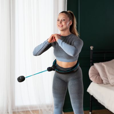 14. ZESTAW HULA HOP MAGNETYCZNY BLACK/TURQUOISE HHM17 Z LICZNIKIEM HMS + PAS WYSZCZUPLAJĄCY BR163 RED