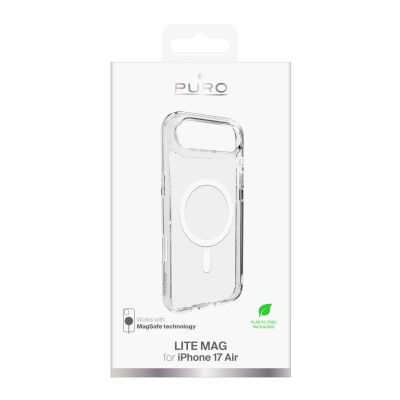 2. Etui Puro Lite Mag TPU+PC kompatybilne z MagSafe na iPhone 17 Air - przezroczyste z białym pierścieniem