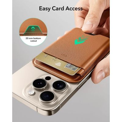 4. Portfel magnetyczny ESR Classic Magnetic Wallet MagSafe na telefon - brązowy