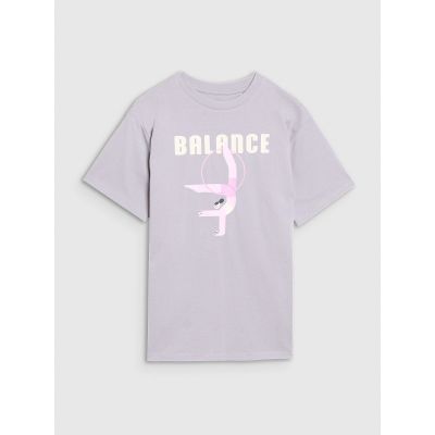 5. T-shirt oversize z nadrukiem dziewczęcy 4F 4FJRSS25TTSHF2646-25S