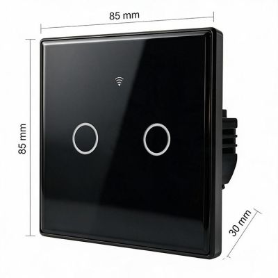 13. QOLTEC WŁĄCZNIK/WYŁĄCZNIK ŚWIATŁA | DOTYKOWY 2-KANAŁOWY | WI-FI | TIMER | TUYA | CZARNY