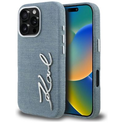 Etui Karl Lagerfeld FW Jeans Signature Logo na iPhone 16 Pro Max - niebieskie