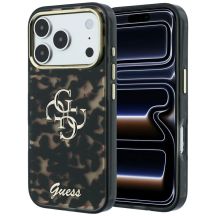 Etui Guess IML 4G Script Metal na iPhone 17 Pro Max / 18 Pro Max - czarno-brązowe