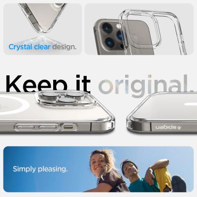 8. Etui Spigen Ultra Hybrid Mag z MagSafe na iPhone 14 Pro - przezroczysto-białe