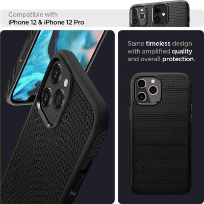 10. Etui Spigen Liquid Air na iPhone 12 / iPhone 12 Pro - czarny mat