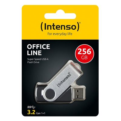 9. Intenso USB 256GB OFFICE LINE 3.2 Gen1 Silver-Black pamięć USB USB Typu-A 3.2 Gen 1 (3.1 Gen 1) Czarny, Srebrny