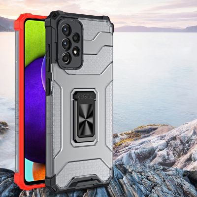 2. Crystal Ring Case pancerne hybrydowe etui pokrowiec + magnetyczny uchwyt Samsung Galaxy A72 4G zielony