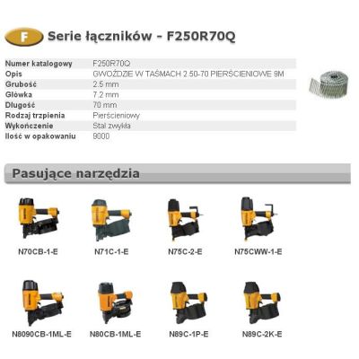 BOSTITCH GWOŹDZIE F 2,50-70 R Q 9m ...