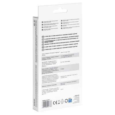 8. SAVIO AK-57 3-PORTOWY HUB USB-C Z ADAPTEREM RJ-45