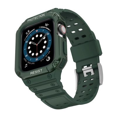 2. Pasek z etui ochronnym Protect Strap Band do Apple Watch 42 / 44 / 45 mm opaska obudowa pancerna - zielony