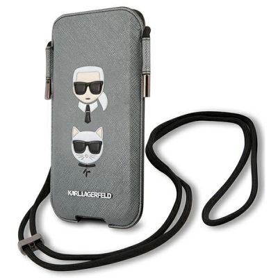 2. Torebka Karl Lagerfeld Saffiano Ikonik Karl&Choupette Head 6.1'' - szara