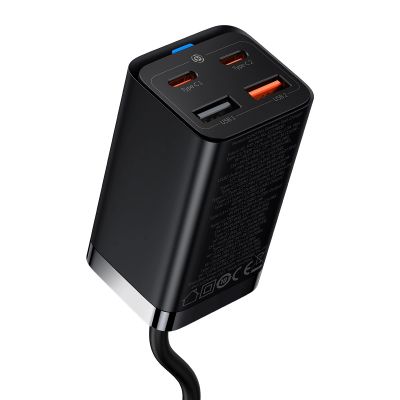 7. Baseus GaN3 Pro szybka ładowarka sieciowa GaN 2 x USB Typ C / 2 x USB 65W PD, QC4.0+, AFC, PPS + kabel USB Typ C - USB Typ C 1m czarny (CCGP040101)