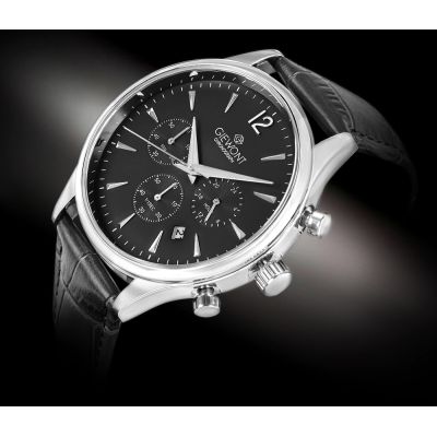 2. Zegarek Męski Giewont Chronograph Sapphire Czarno Srebrny GW6310-A2