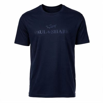 5. Paul&Shark Męski T-shirt z bawełny i lyocellu granatowy 26411007-13