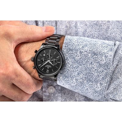 4. Zegarek Męski Giewont Chronograph Sapphire Czarny GW6310-B1