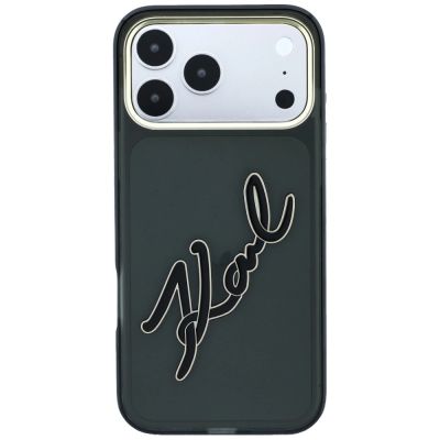 3. Etui Karl Lagerfeld IML Big Signature Resin Metal Frame na iPhone 18 Pro Max / 17 Pro Max - czarne