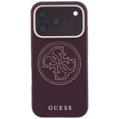 3. Etui Guess Perforated 4G Gold Logo Magsafe na iPhone 18 Pro Max / 17 Pro Max - burgundowe
