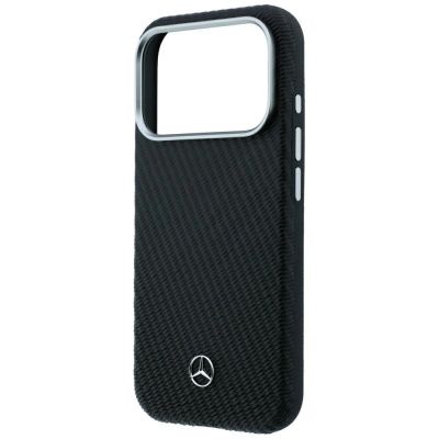 6. Etui Mercedes Leather Semi Wrap Wood Effect MagSafe na iPhone 17 Pro / 18 Pro - czarne
