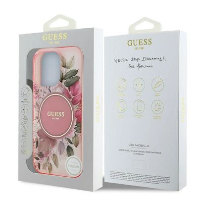 8. Etui Guess IML Flower & Tonal Circle MagSafe na iPhone 16 Pro Max - różowe
