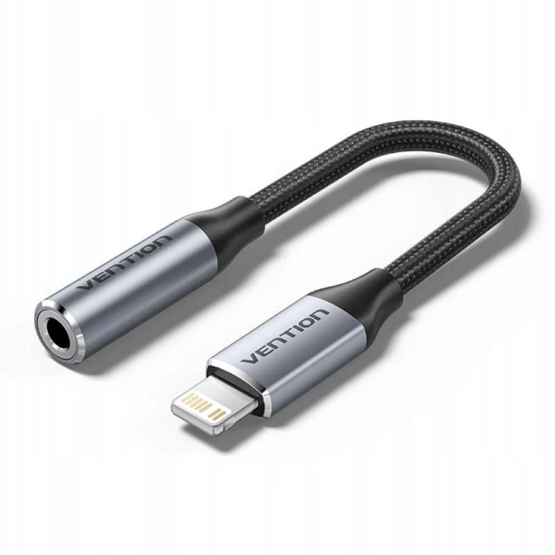 2. Adapter Lightning męski do 3.5mm Jack Vention 0,1m czarny