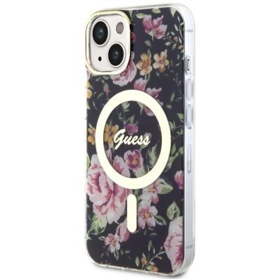 2. Etui Guess Flower MagSafe na iPhone 14 Plus - czarne
