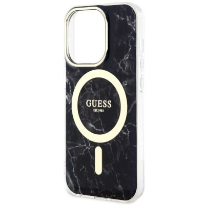 6. Etui Guess Marble MagSafe na iPhone 14 Pro Max - czarne