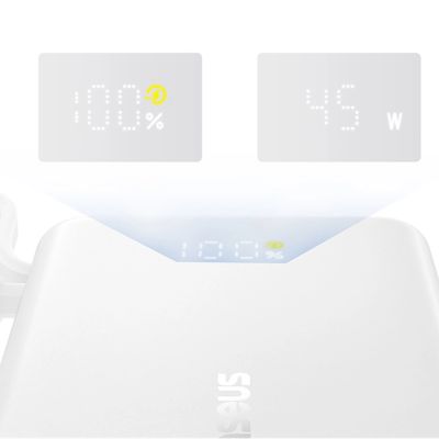 10. Powerbank Baseus PicoGo 10000mAh 45W z wbudowanym kablem i wyświetlaczem - biały