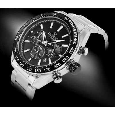2. Zegarek Męski Giewont Chronograph Sapphire Srebrno Czarny GW9580-B1
