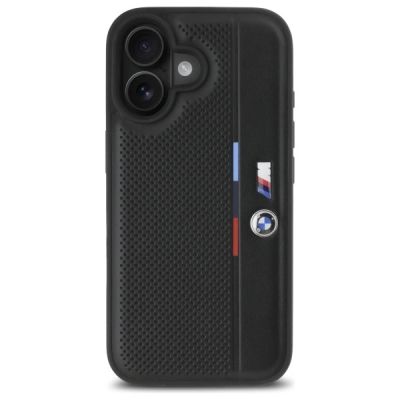 3. Etui BMW M Perforated Tricolor Detail Line na iPhone 16 - czarne