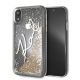 Etui Karl Lagerfeld Signature Liquid Glitter na iPhone XR - złote