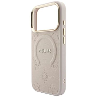 6. Etui Guess Saffiano Peony & Ring MagSafe na iPhone 17 Pro / 18 Pro - różowe