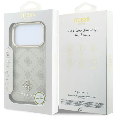 16. Etui Guess Stripe Peony 4G Logo MagSafe na iPhone 18 Pro Max / 17 Pro Max - beżowe