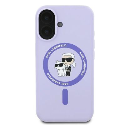3. Etui Karl Lagerfeld Silicone Karl&Choupette Ring MagSafe na iPhone 16 - fioletowe