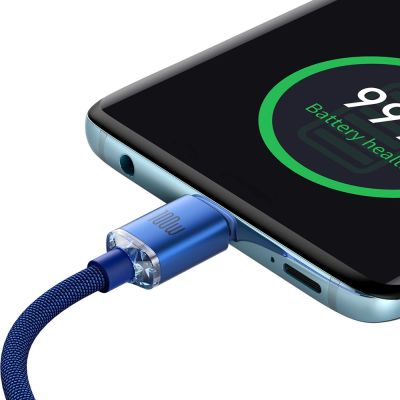 4. Kabel Baseus CAJY000603 USB-C - USB-C PD 100W 5A 480Mb/s 1,2m - niebieski