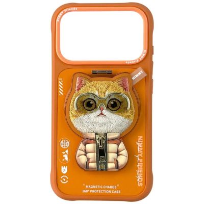 Etui Nimmy Cool&Cute 2.0 Cat na iPhone 17 Pro z magnetyczną zawieszką - pomarańczowe