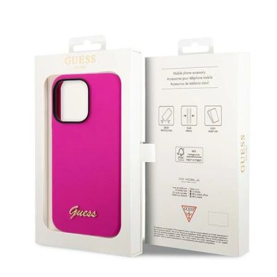 8. Etui Guess Silicone Vintage Gold Logo na iPhone 14 Pro Max - fuksja