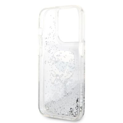 7. Etui Karl Lagerfeld Glitter Karl's Head na iPhone 14 Pro Max - srebrne