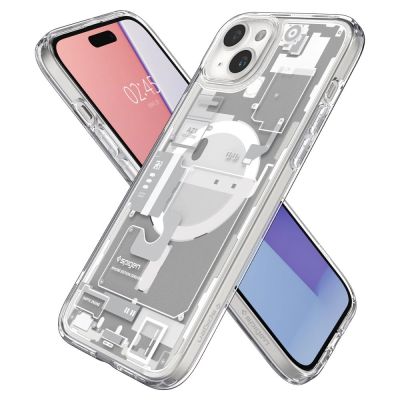 6. Etui Spigen Ultra Hybrid Mag z MagSafe na iPhone 15 Plus - białe (wzór Zero One)
