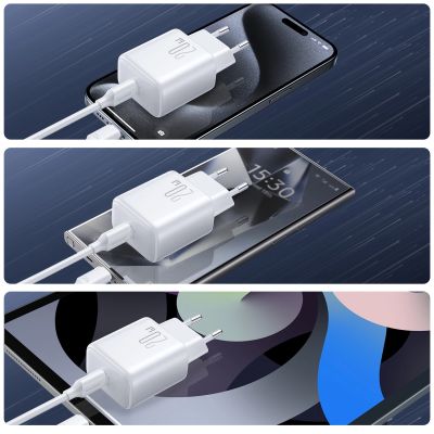 13. Ładowarka Joyroom JR-TCF20 sieciowa USB-C PD 20W - biała + kabel USB-C / USB-C 1m