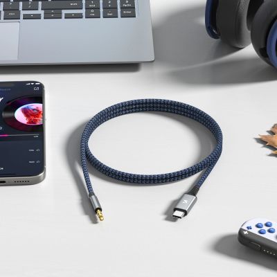 5. Kabel Wozinsky WAK-CJ USB-C do mini jack 3.5 mm adapter DAC 1 m - szary