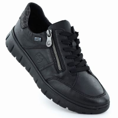 Skórzane półbuty damskie sportowe czarne Rieker N1301-01